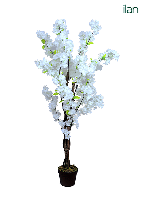ARTIFICIAL CHERRY BLOSSOM TREE - WHITE-4FT - ILAN INDIA